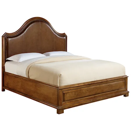 California King Panel Bed with Leather Upholstered Headboard